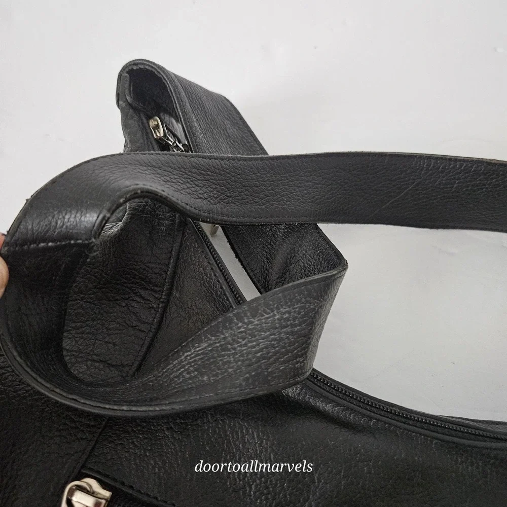 VTG Carroll Leather Hobo Bag Black Soft  12